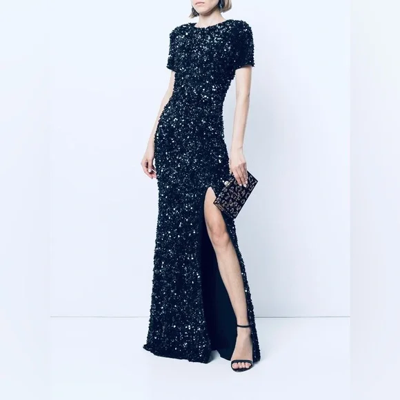 Rachel Gilbert Dresses | Rachel Gilbert Nixie Gown Sequin Embellished In Navy Size Us4 Uk 8 | Color: Blue | Size: 4 | Rubyspot's Closet Rachel Gilbert Dresses | Rachel Gilbert Nixie Gown Sequin Embellished In Navy Size Us4 Uk 8 | Color: Blue | Size: 4 | Rubyspot's Closet